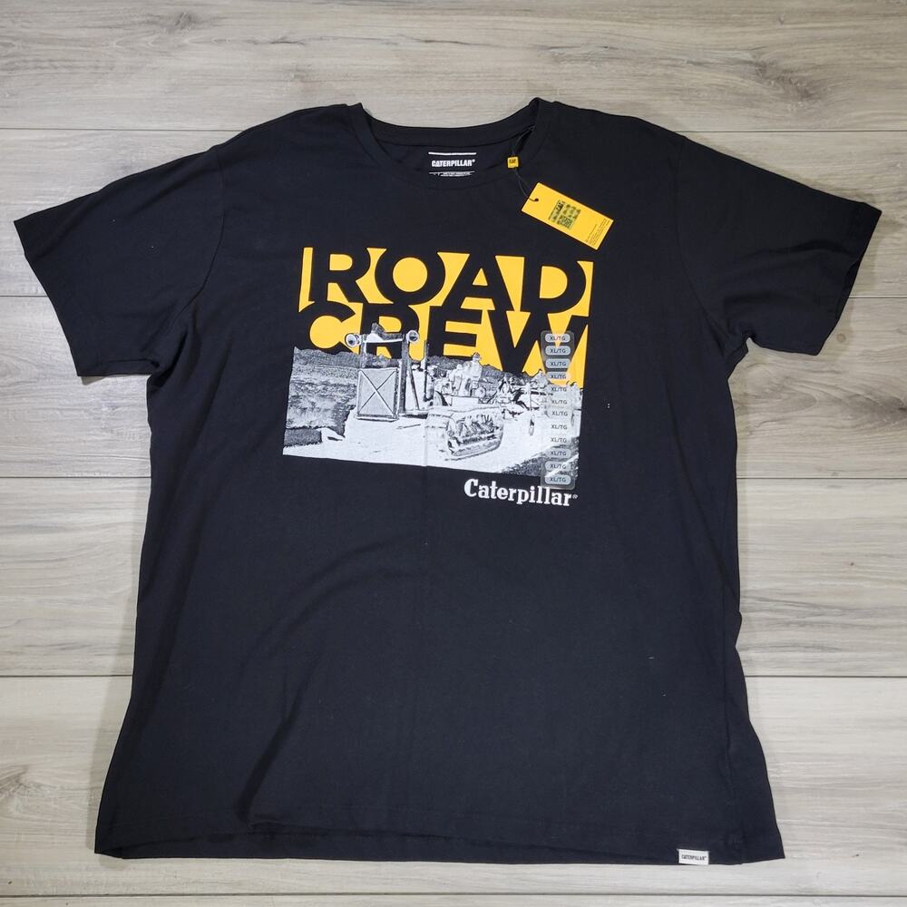 Caterpillar T-Shirt Men's XL Black Short Sleeve Road Crew New